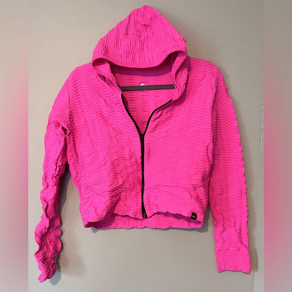 Booty by Brabants Hot Pink Cropped Original Hooded‎ Track Jacket Size Small